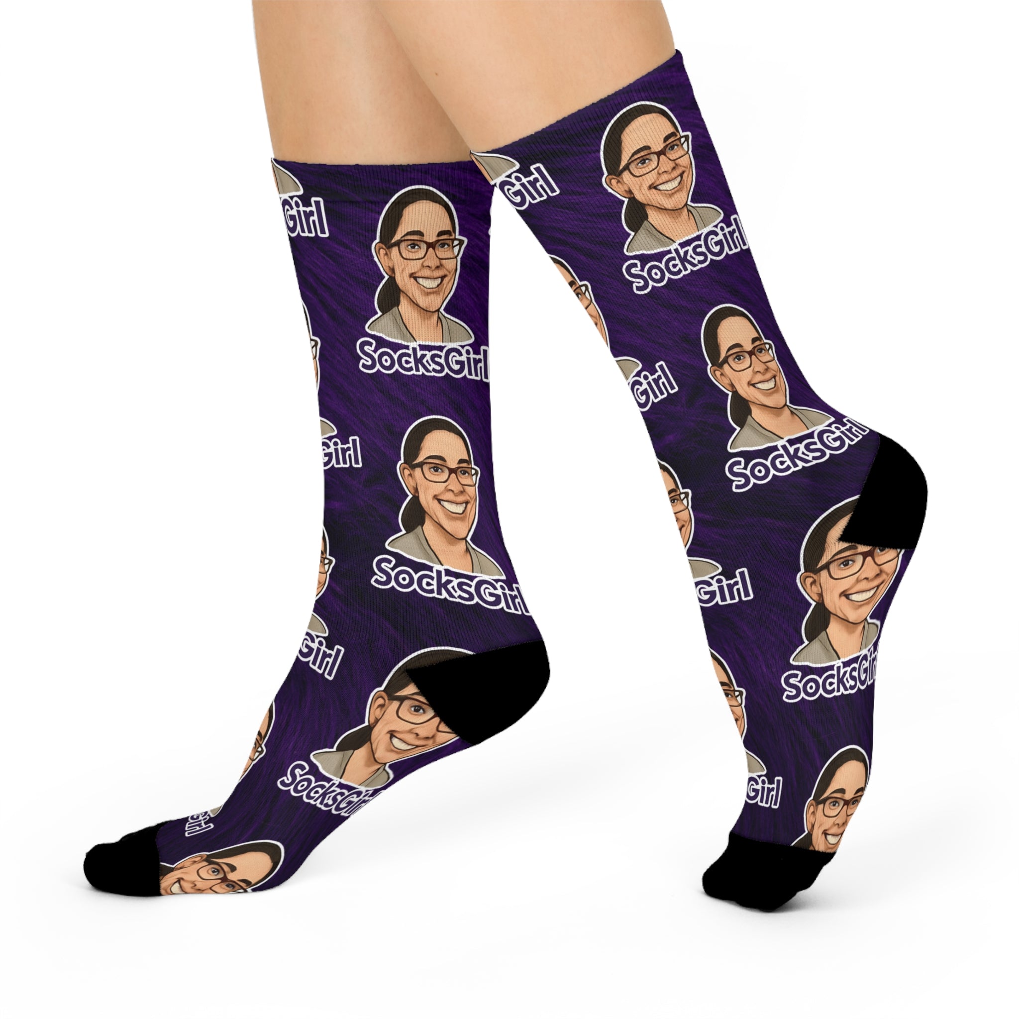 SocksGirl Pattern Crew Socks – Funny Custom Cartoon Socks Featuring a Certified Icon