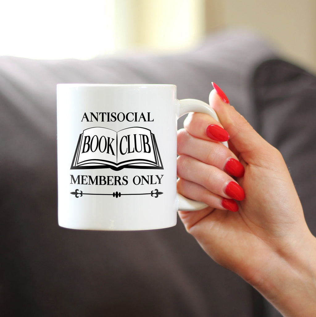 Antisocial Book Club Coffee Mug Funny Gifts for Introverts and Book Club White Ceramic Coffee Cup
