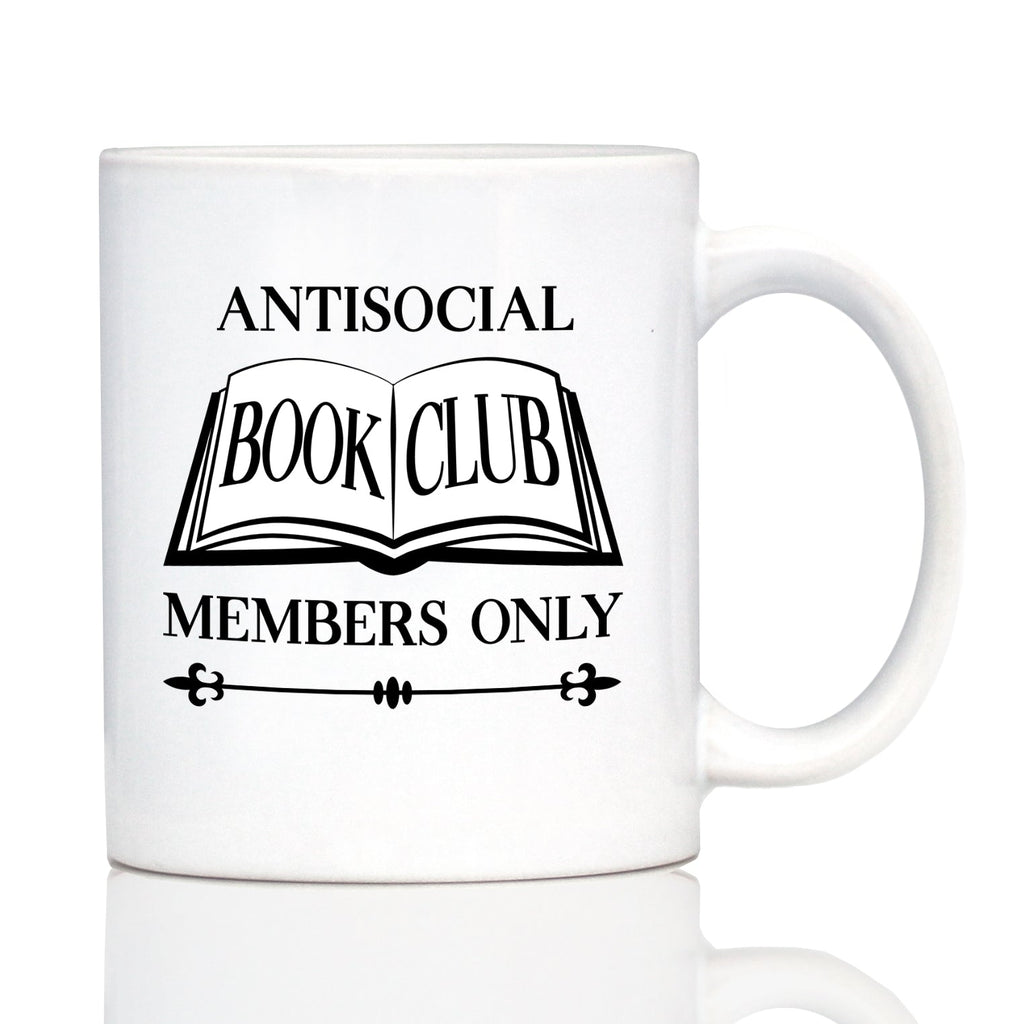 Antisocial Book Club Coffee Mug Funny Gifts for Introverts and Book Club White Ceramic Coffee Cup