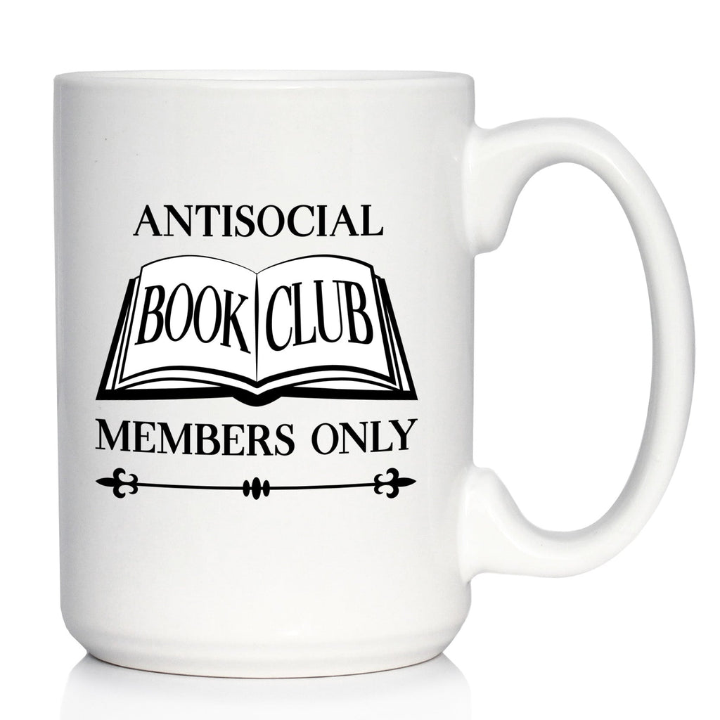 Antisocial Book Club Coffee Mug Funny Gifts for Introverts and Book Club White Ceramic Coffee Cup