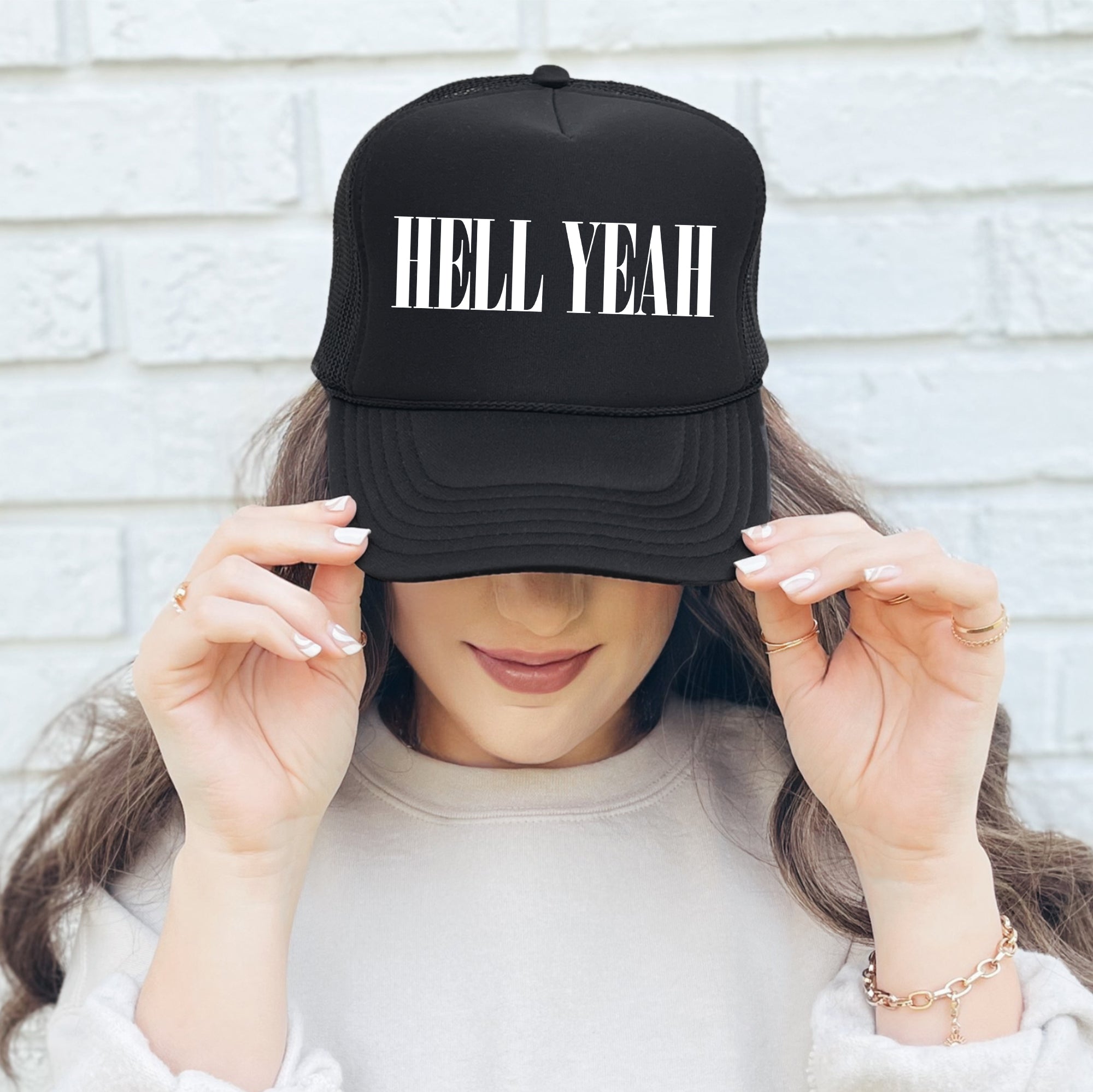 Hell Yeah, Sassy, Funny, Black Snapback Trucker Hat