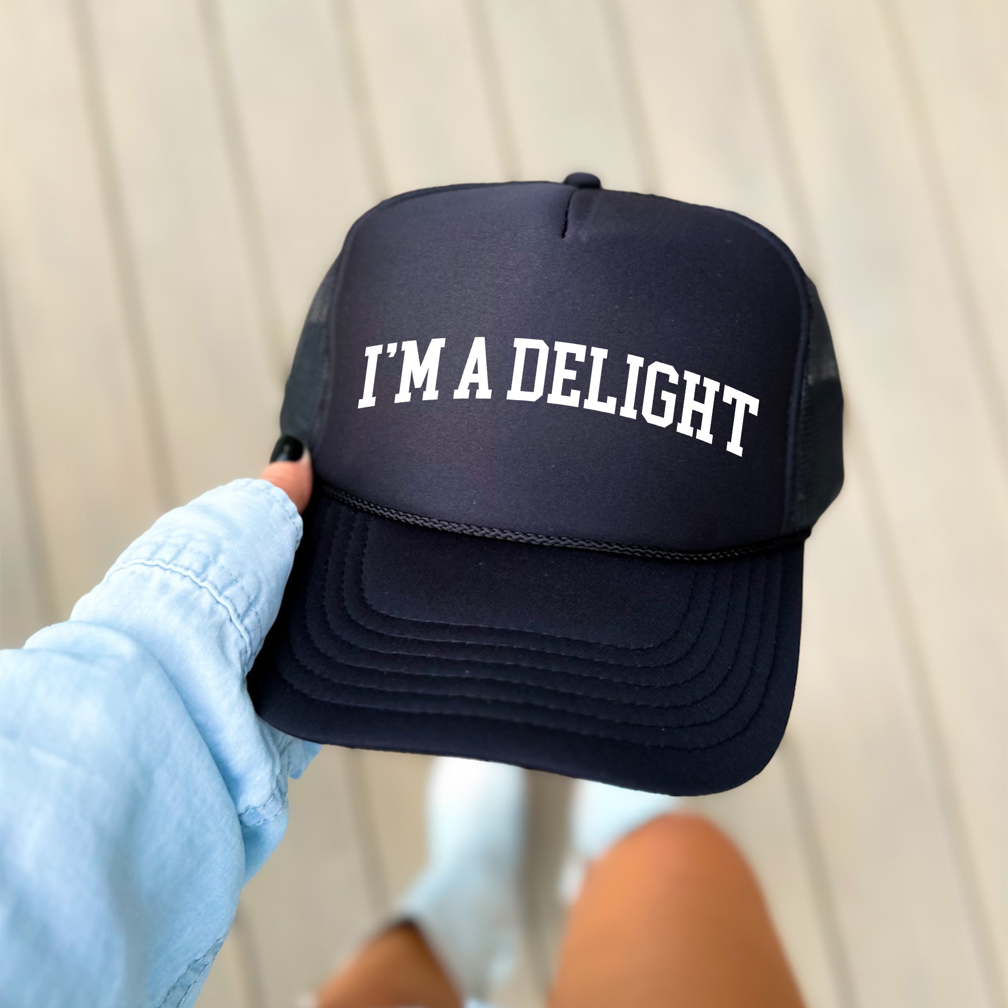 I'm A Delight, Sassy, Funny, Black Snapback Trucker Hat