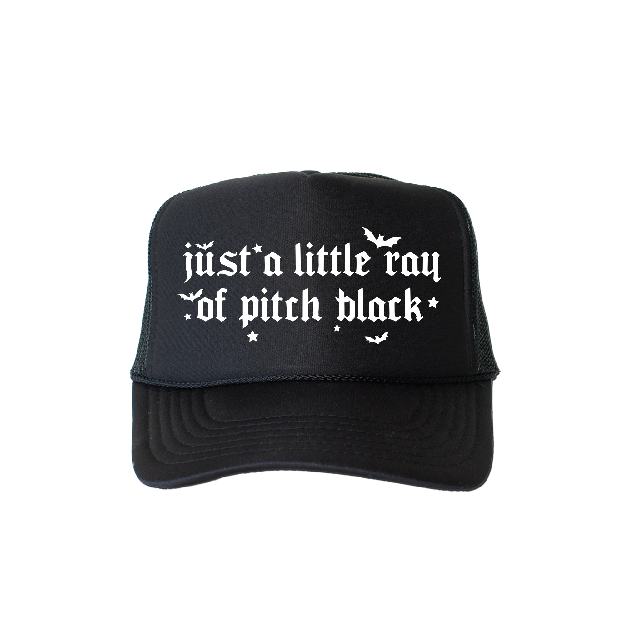 Just A Little Ray Of Pitch Black, Sassy, Funny, Halloween, Black Snapback Trucker Hat