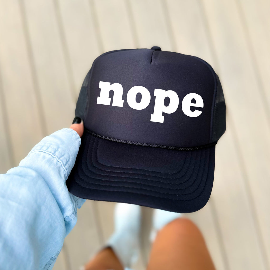 Nope, Sassy, Funny, Black Snapback Trucker Hat