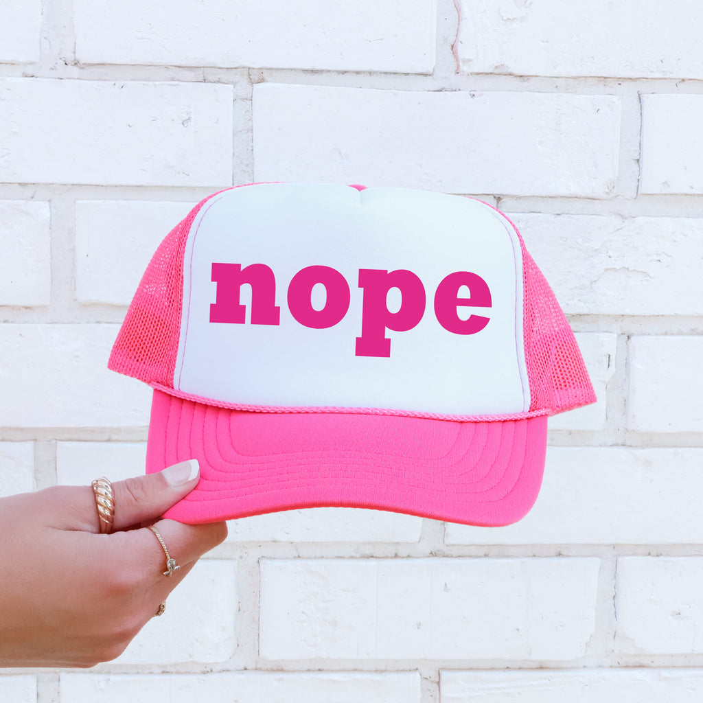 Nope, Sassy, Funny, Bright Pink Snapback Trucker Hat