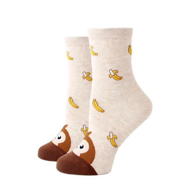Women Socks New Funny Cute Cartoon Animal Cat Dog Parrot Novelty