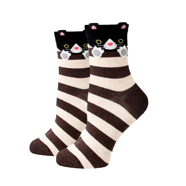 Women Socks New Funny Cute Cartoon Animal Cat Dog Parrot Novelty Socks