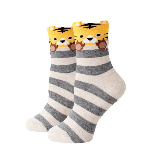 Women Socks New Funny Cute Cartoon Animal Cat Dog Parrot Novelty