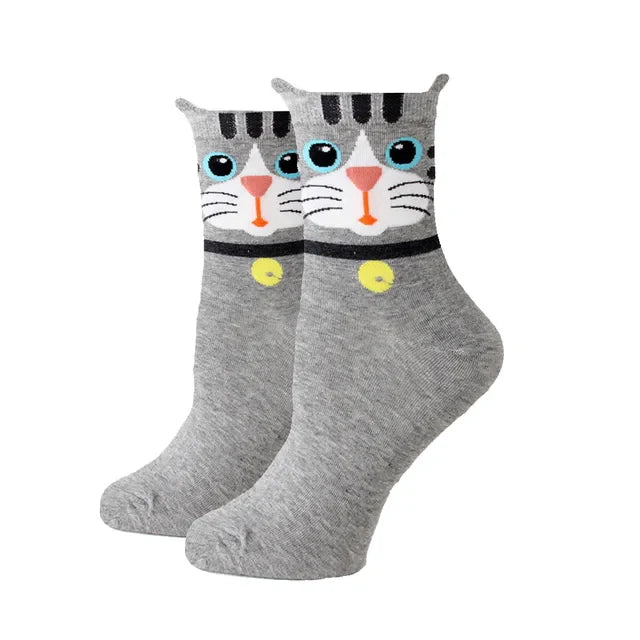 Women Socks New Funny Cute Cartoon Animal Cat Dog Parrot Novelty Socks