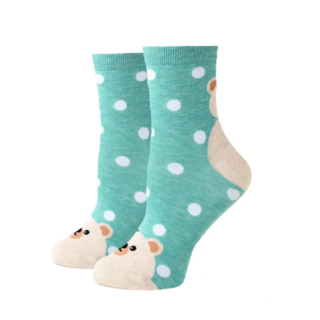 Women Socks New Funny Cute Cartoon Animal Cat Dog Parrot Novelty