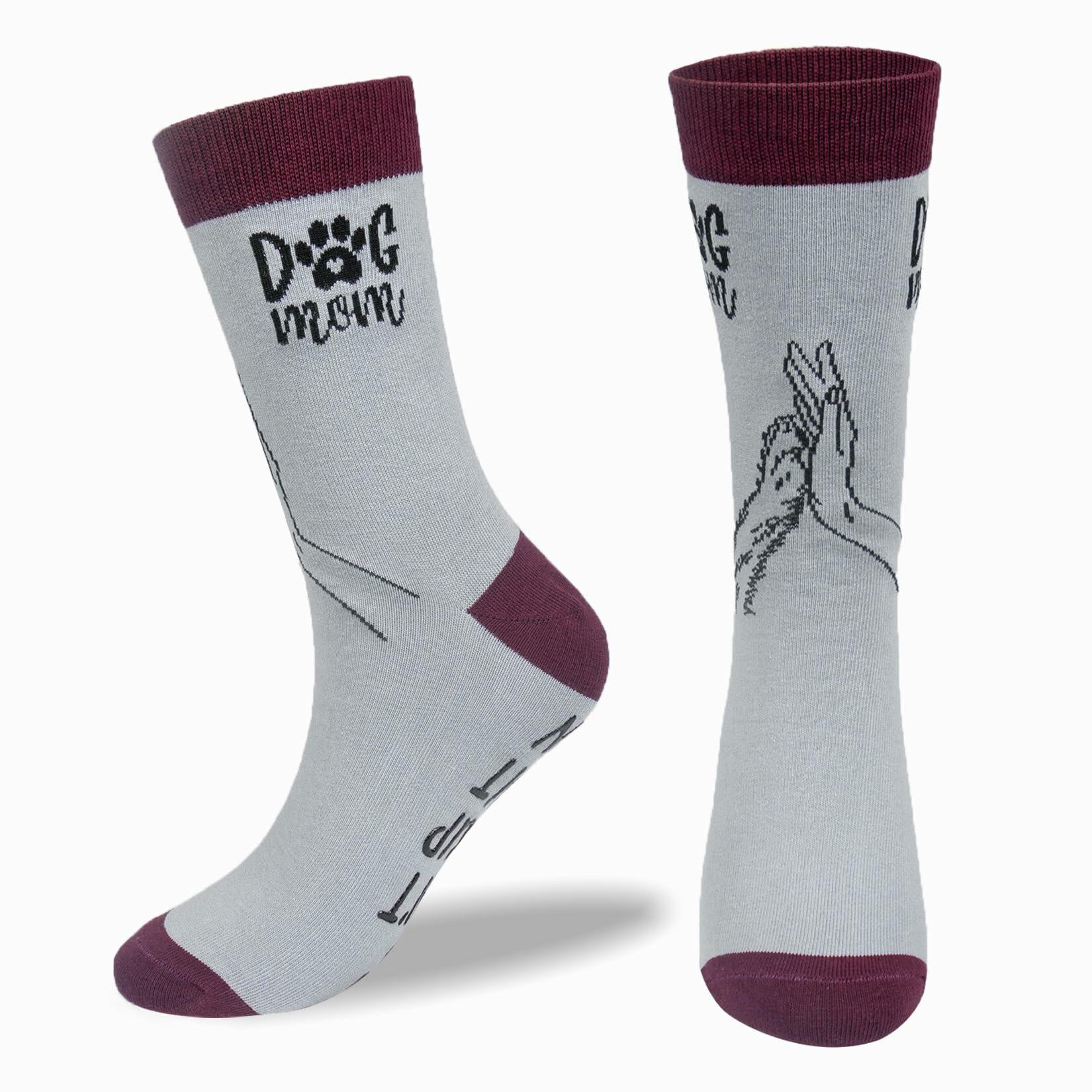 Huahui Dog Mom Socks for Women, Funny Dog Lover Gifts, 1 Pair