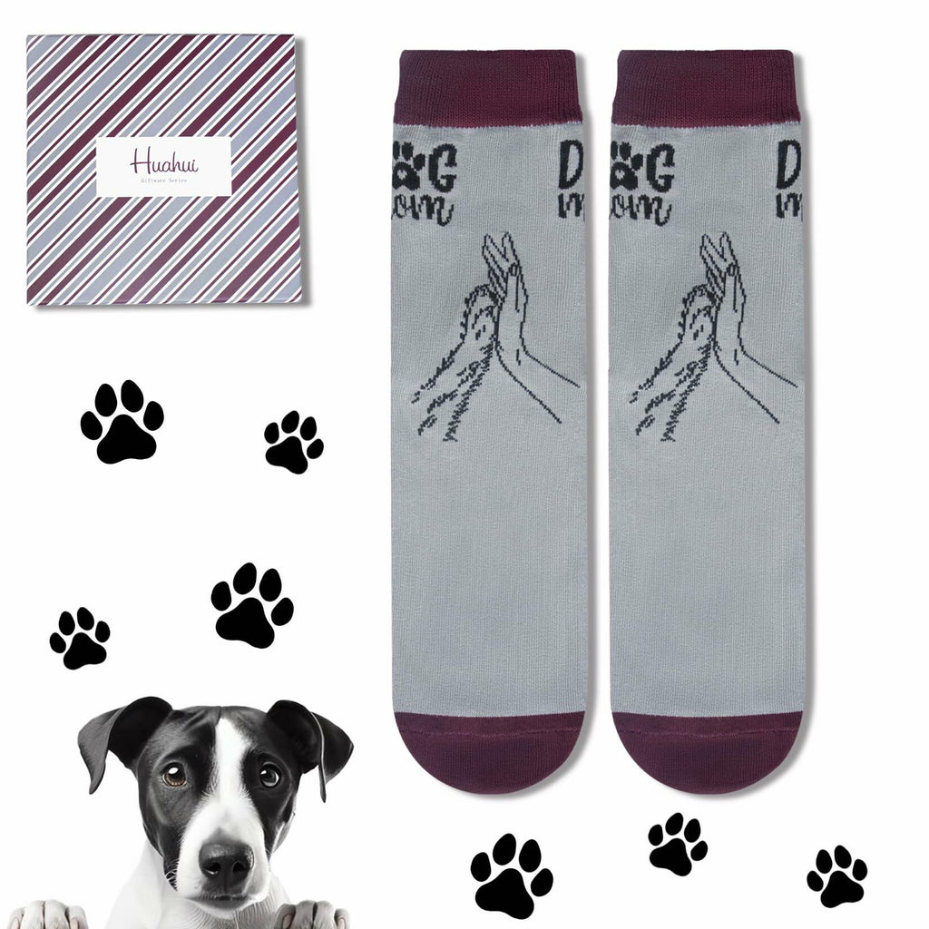 Huahui Dog Mom Socks for Women, Funny Dog Lover Gifts, 1 Pair