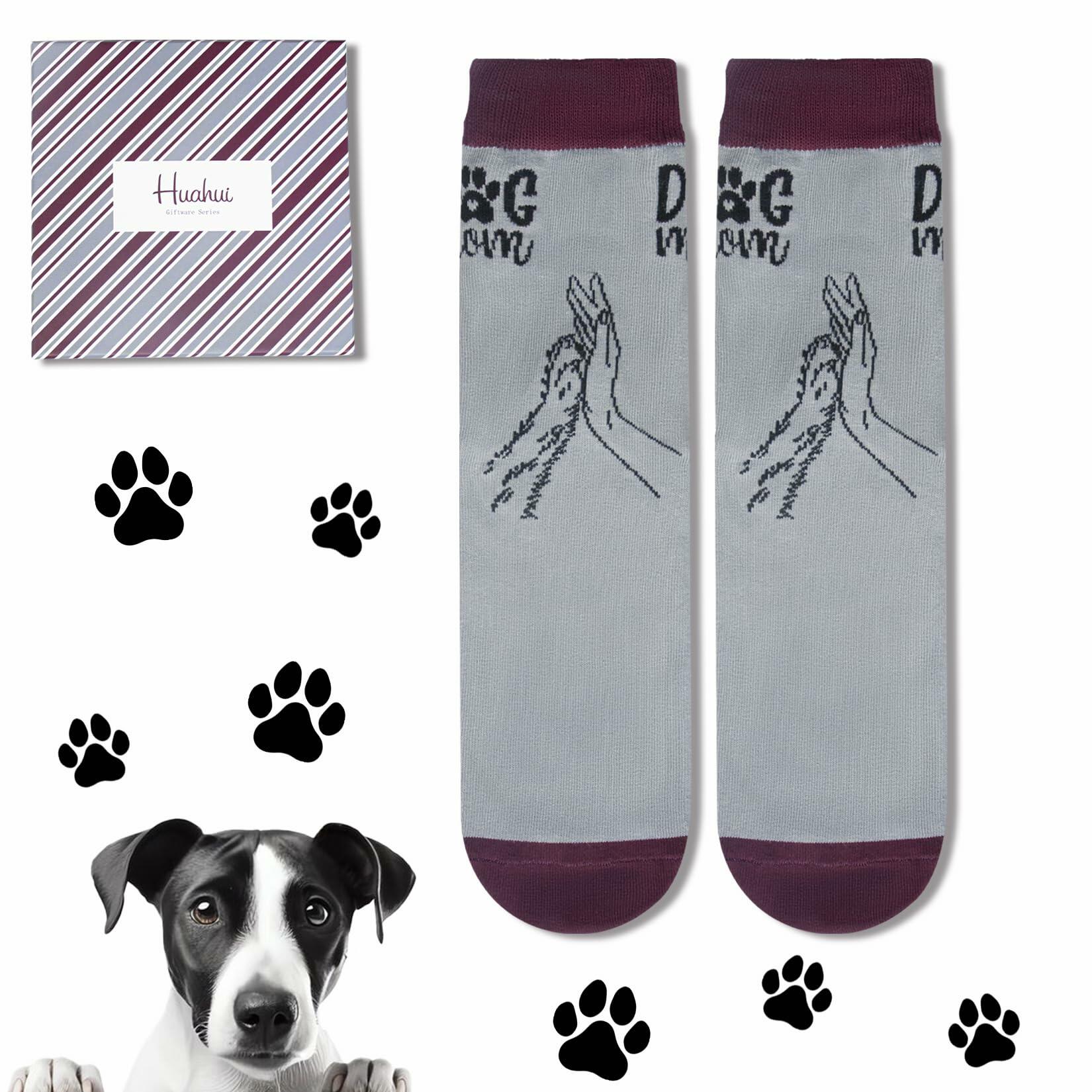 Huahui Dog Mom Socks for Women, Funny Dog Lover Gifts, 1 Pair
